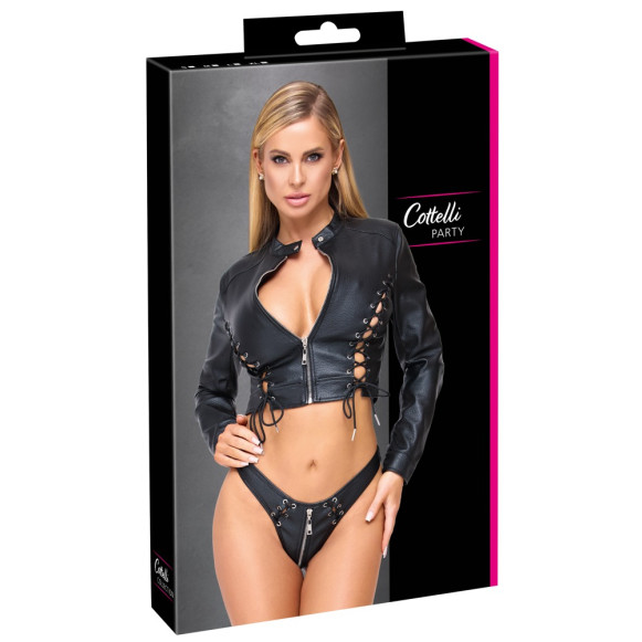 Imitation Leather Top & ThongS