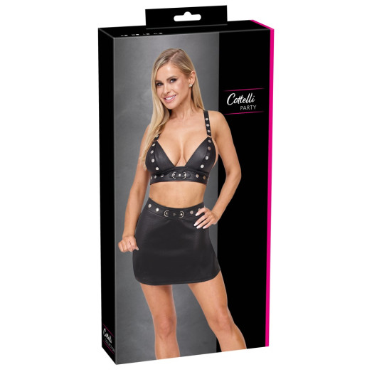 Imitation Leather Top & SkirtS