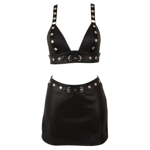 Imitation Leather Top & SkirtS