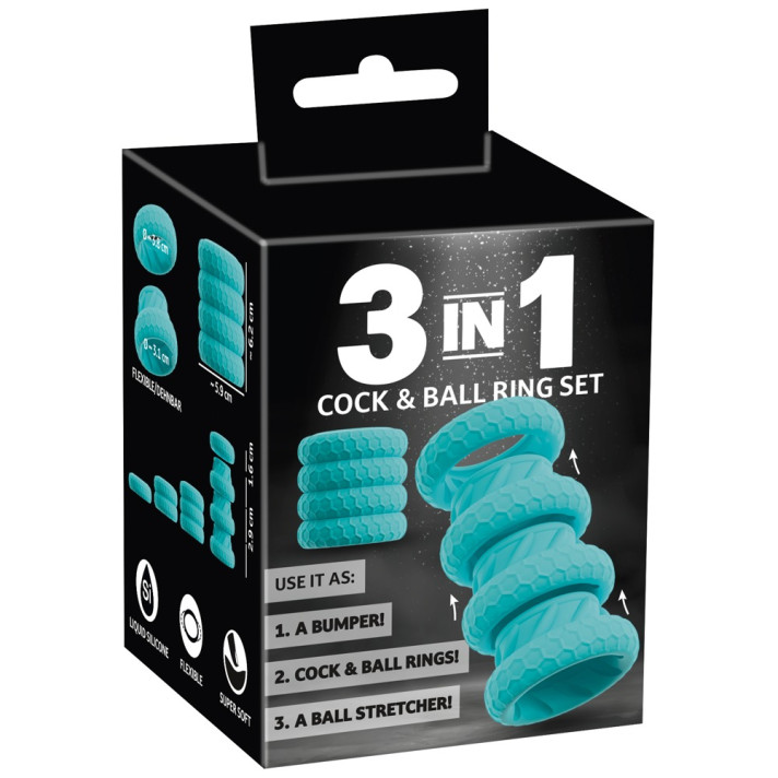3in1 Cock and Ball Ring Set